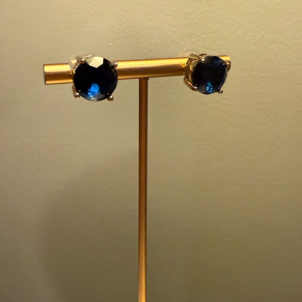 Vintage Y2K KATE SPADE • Navy/Gold Gumdrop Stud Earrings - Picture 5 of 10